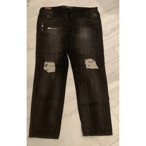 WT 02 Distressed Black Relaxed Fit Jeans 42/32